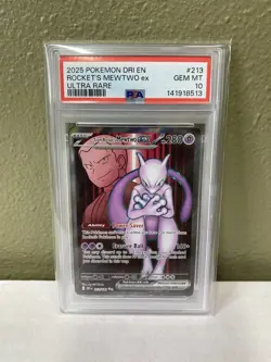 2025 Pokemon Rocket’s Mewtwo Ex Ultra Rare PSA 10 - Image 1