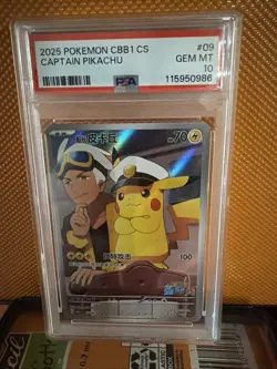Pokemon 2025 CBB1 CS Captain Pikachu #09 PSA 10 - Image 1