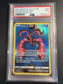 2023 POKEMON SWSH BLACK STAR PROMO CROWN ZENITH TIN #284 GALARIAN MOLTRES PSA 9 - Image 1