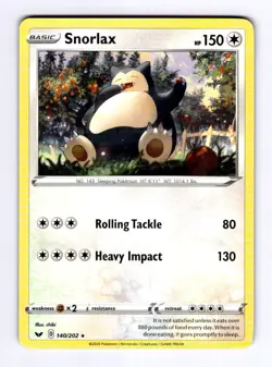 Snorlax SWSH01: Sword & Shield Base Set #140 (2020) Rare NM Pokemon - Image 1