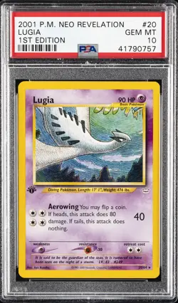 2001 POKEMON NEO REVELATION 1ST ED #20 LUGIA PSA 10 - Image 1