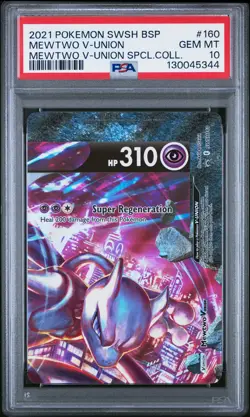 2021 POKEMON SWSH BLACK STAR PROMO #160 MEWTWO V-UNION PSA 10 - Image 1