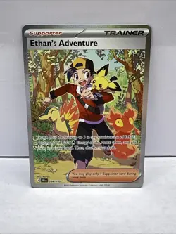 Pokemon TCG Destined Rivals Ethan's Adventure Full Art Trainer Card 236/182 Sir - Image 1