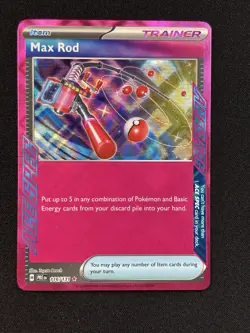 Pokemon Max Rod 116/131 Sv: Prismatic Evolutions ACE SPEC Rare Holo Trainer Card - Image 1