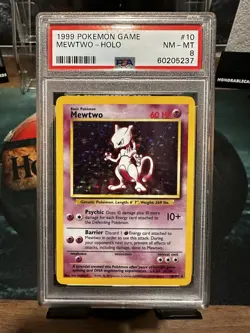 Mewtwo Base Set - PSA 8 NM-MT Unlimited Holo Rare #10 - WOTC Pokemon - Image 1