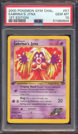 2000 POKEMON GYM CHALLENGE SABRINA'S JYNX #57 1ST EDITION PSA 10! - Image 1