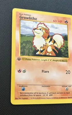 Pokemon TCG Growlithe Card 028/102 1st Edition Base Set Shadowless - Image 4