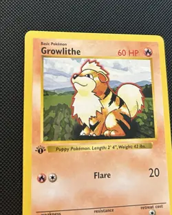 Pokemon TCG Growlithe Card 028/102 1st Edition Base Set Shadowless - Image 5