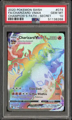PSA 10 Charizard VMAX #074 Pokemon SWSH Champion's Path English 2020 - Image 1