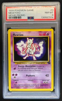 1999 Pokemon Wizards Black Star Promos Mewtwo #3 PSA 8 - Image 1
