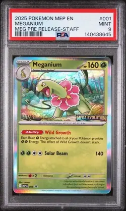 POKEMON MEP EN-ME BLACK STAR PROMO #001 MEGANIUM MEG PRE RELEASE-STAFF PSA 9 - Image 1