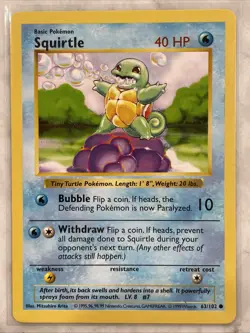 Pokemon Squirtle 063/102 Base Set (Shadowless) Regular - Image 1