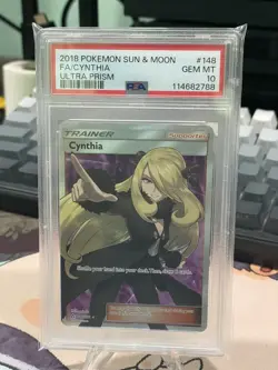 2018 Pokemon Sun & Moon Ultra Prism #148 Cynthia FA PSA 10 GEM MINT - Image 1