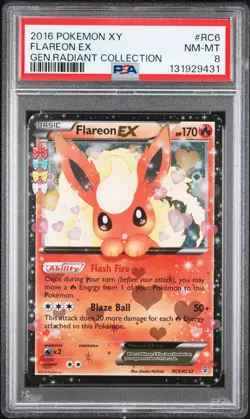 2016 POKEMON XY GENERATIONS RADIANT COLL #RC6 FLAREON EX PSA 8 - Image 1
