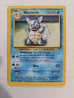 Pokemon TCG Wartortle Base Set Unlimited Uncommon Card 42/102 - Image 1