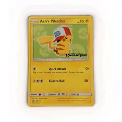 Pokemon TCG Ash's Pikachu SM Promo SM112 Basic 70HP Regular English Single Card - Image 1