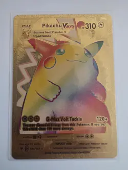 Pokemon Gold Foil Fan Art - Pikachu VMAX #044/185 - Rainbow Gold Card P2 - Image 1