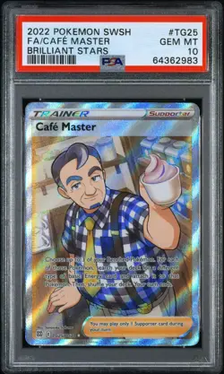 PSA 10 2022 Pokemon Swsh Brilliant Stars #TG25 Full art Cafe Master AJM2006 - Image 1
