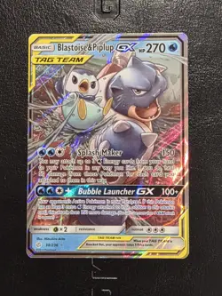 Pokemon TCG Blastoise & Piplup GX Tag Team 38/236 Cosmic Eclipse NM - Image 1