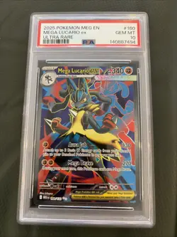 2025 POKEMON MEG EN-MEGA EVOLUTION ULTRA RARE #160 MEGA LUCARIO EX PSA 10 - Image 1