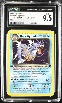 CGC 9.5 MINT+ Dark Gyarados Team Rocket 1st Edition 8/82 Holo Pokemon SWIRL!!! - Image 1