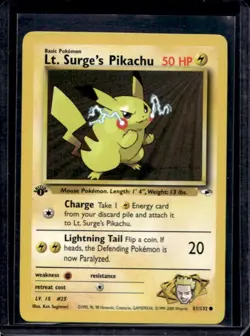 2000 Pokemon Gym Heroes 1st Edition Lt. Surge's Pikachu #81/132 - Image 1