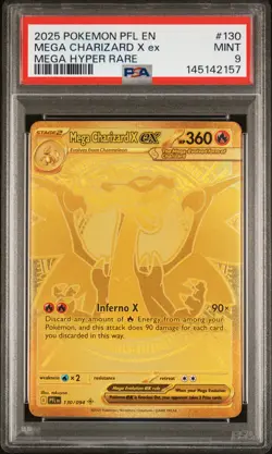 2025 POKEMON PFL EN-PHANTASMAL FLAMES MEGA HYPER RARE MEGA CHARIZARD X EX PSA 9 - Image 1