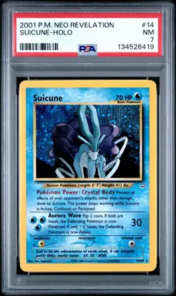 2001 POKEMON NEO REVELATION #14 SUICUNE-HOLO PSA 7 - Image 1
