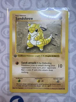 LP/MP Pokemon Card - Sandshrew 1st Edition Base Set (Shadowless) 62/102 Common - Image 1