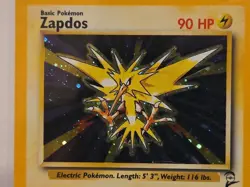 1999-2000 WOTC Pokemon Base Set 2 Zapdos 20/130 Holo Card (NM) - Image 2