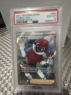 2021 Pokemon Ball Guy (Full Art) 065/072 Shining Fates Holo PSA 10 GEM MINT - Image 2