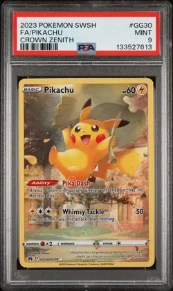 2023 POKEMON SWORD & SHIELD CROWN ZENITH #GG30 FULL ART/PIKACHU PSA 9 - Image 1