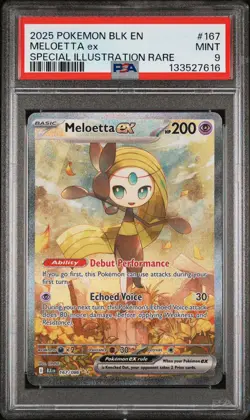 2025 POKEMON BLK EN-BLACK BOLT SPECIAL ILLUSTRATION RARE #167 MELOETTA EX PSA 9 - Image 1