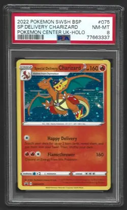 Pokemon Special Delivery Charizard SWSH075 Holo Pokemon Center UK PSA 8 - Image 1