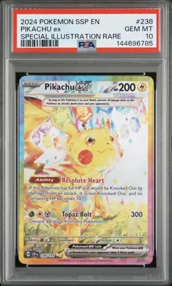 2024 POKEMON SSP EN-SURGING SPARKS SPECIAL ILLUSTRATION RARE PIKACHU EX PSA 10 - Image 1