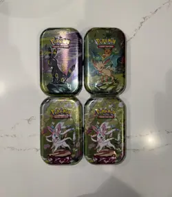 Pokemon TCG Prismatic Evolutions Mini Tin Lot of 4; Umbreon, Sylveon, Leafeon! - Image 1