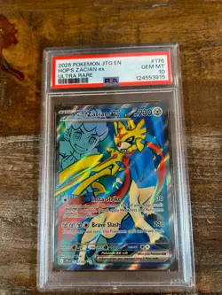 Pokemon 2025 Journey Together Ultra Rare HOP'S ZACIAN Ex #176 PSA 10 Gem Mint - Image 1
