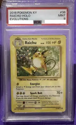 2016 POKEMON XY EVOLUTIONS #36 RAICHU-HOLO PSA 9 - Image 1