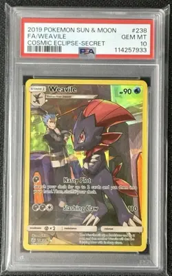 Pokemon TCG Weavile Full Art Secret Rare Holo 238/236 Sm-Cosmic Eclipse PSA 10 - Image 1