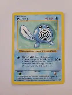 Pokemon TCG Poliwag Base Set, Shadowless Common Card 59/102, NM/LP Condition - Image 1