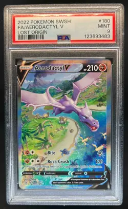 2022 Pokemon SWSH Lost Origin Aerodactyl V #180/196 PSA 9 - Image 1