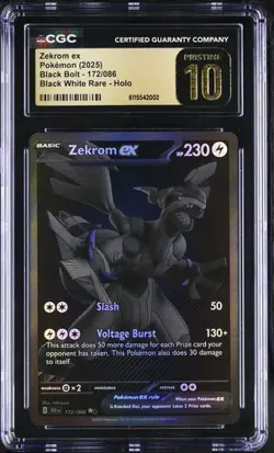 2025 Pokemon Black Bolt Zekrom ex #172 Holo CGC 10 Pristine - Image 1
