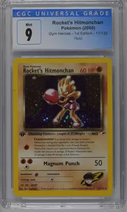Rocket's Hitmonchan Pokemon 2000 Gym Heroes 1st Edition 11/132 Holo CGC 9 Mint - Image 1