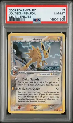 2005 POKEMON EX DELTA SPECIES #7/113 JOLTEON-REVERSE FOIL HOLO PSA 8 NM-MT - Image 1