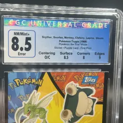 Pokemon TCG Scyther Snorlax Sticker Card Topps Blue Label 8.5 Error - Image 2