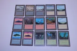 Lot of 15 Japanese 4th Edition Black Bordered FBB Basic Land Cards 1 of Each Art - Image 1