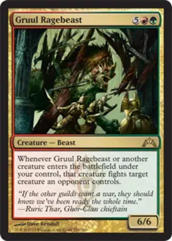 MTG Gruul Ragebeast - Foil, Gatecrash, Heavily Played, English - Image 1