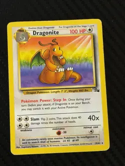 Pokemon TCG 1999 Fossil Dragonite Card 19/62 Non-Holo Rare Condition - Image 1