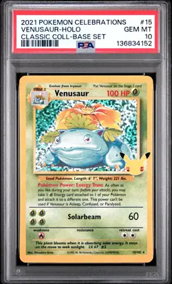 2021 POKEMON CELEBRATIONS CLASSIC COLL #15 VENUSAUR-HOLO PSA 10 - Image 1