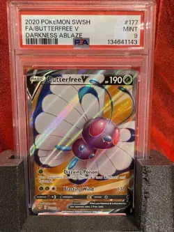 2020 Pokemon Darkness Ablaze 177/189 Full Art Butterfree V PSA 9 Mint - Image 1